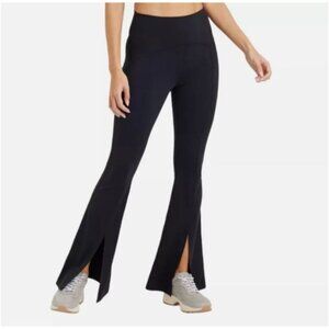 JoyLab Women's Crossover Waistband Split Flare Leggings Black Small